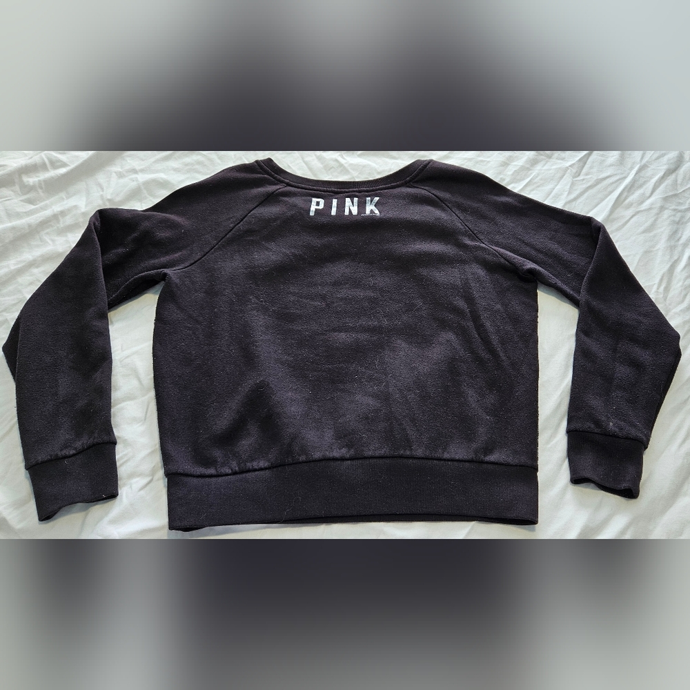 RARE VINTAGE Victoria’s Secret PINK Sequin/Ombré Black Sweatshirt Size L - Picture 4 of 6